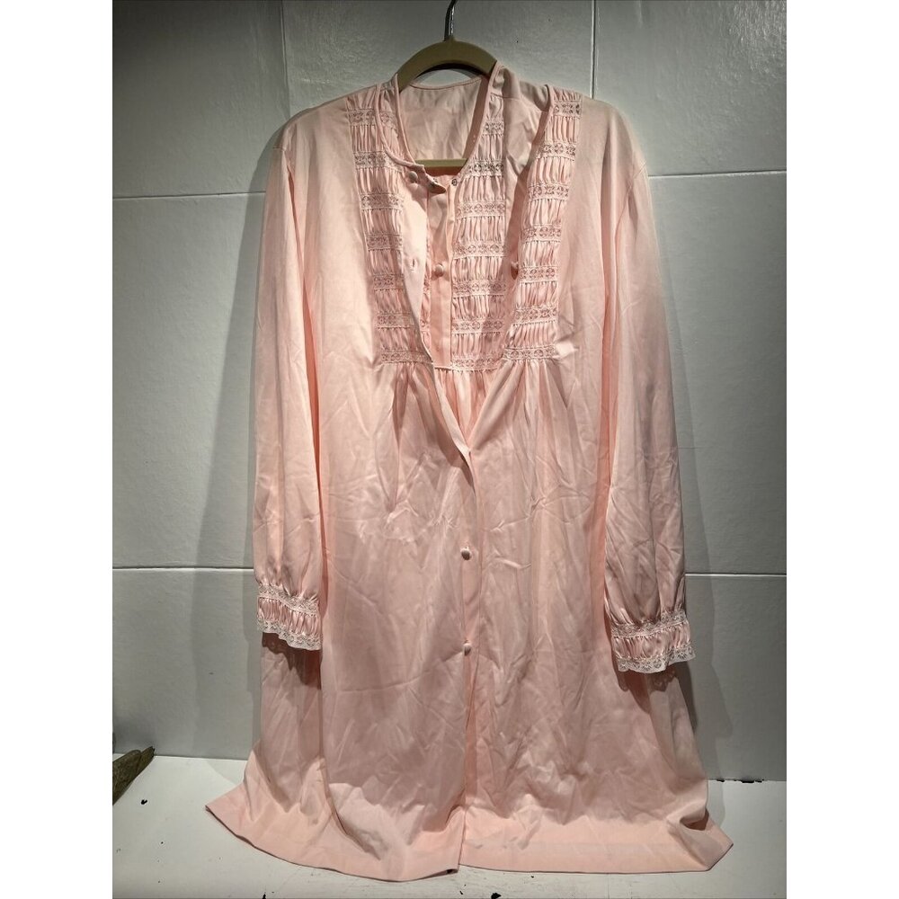 Vintage Gossard Artemis nightgown Robe set XL 100% Nylon pink USA Made‎ 7253x
